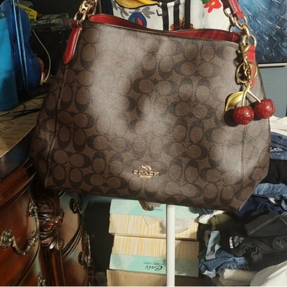 Coach Cherries With Brass Hardware Bag Charm Keychain Holder Retail $175 - Picture 8 of 8